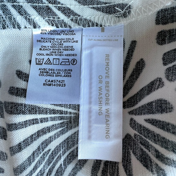 LOFT NWOT LINEN BLEND BLACK & WHITE FIREWORKS MIDI DRESS TIERED | LARGE PETITE - Picture 9 of 12